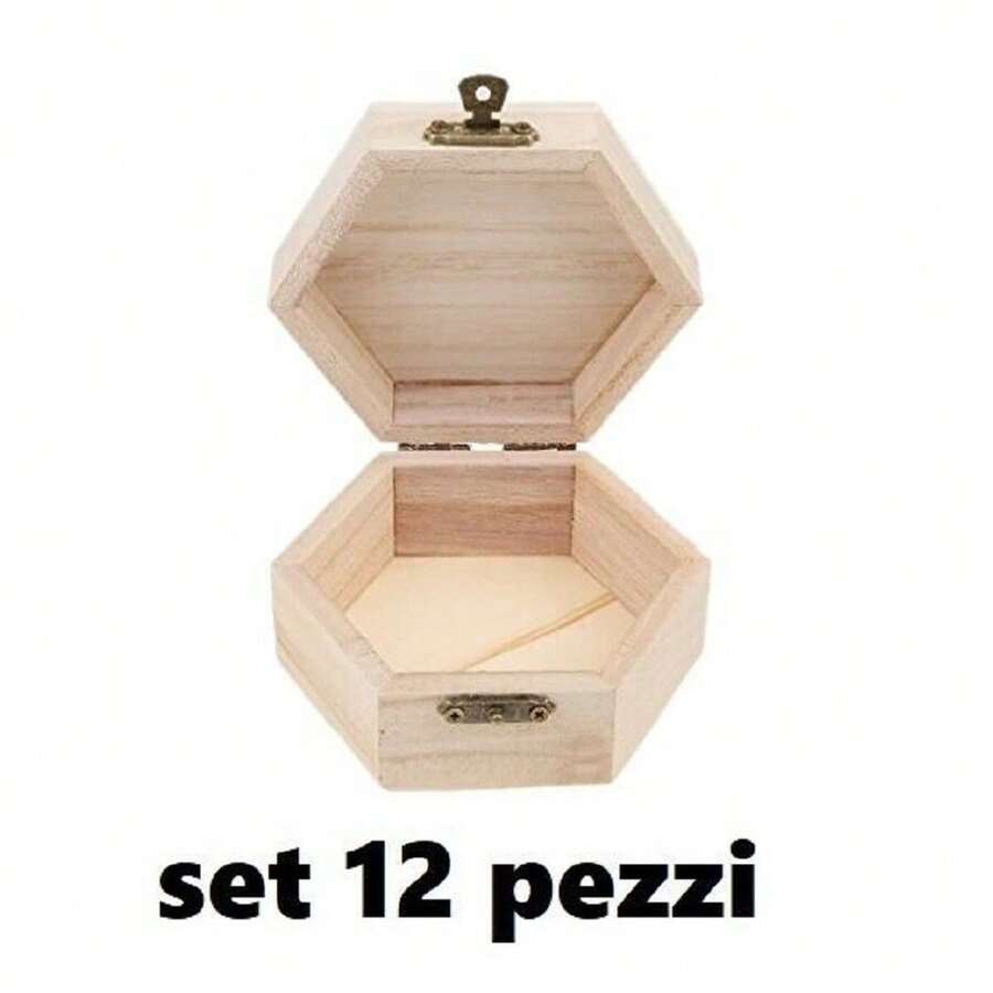 OISE ART STORE Set 12 Scatoline In Legno Decoupage Portagioie Scatola Cofanetto Esagonali - - Multicolore - Visualizzare 1