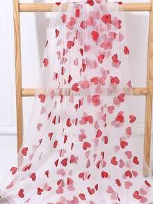 1件红色心形网纱桌旗，浪漫心形设计，婚礼餐桌装饰，透明心形图案派对背景装饰，装饰布，适用于婚礼、生日、周年纪念、新娘送礼会、情人节、家居装饰 - 紅色 - 查看 9