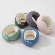 1PC Travel Pillow, Memory Foam Neck Pillow, 360° Head Support, Comfortable Travel Pillow With Storage Bag, Lightweight Travel Pillow, Suitable For Sleeping In Cars, Trains, Buses And Planes, BlueBeige Neck Protection For More Professionalism . Breathable Silk Smooth Yoga Elastic Pillow Cover . Portable Storage And Carrying - Olive Green - View 1