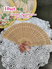1-30pcs Elegant Folding Wooden Fans, Bohemian Style Hand Fans, Bowknot Wedding Fans, Fully Openwork Carved, Portable Lightweight Wooden Fans, Suitable As Photography Props, Graduation Gifts For Women, And Home Decor, Can Be Used In Summer, Beach Or Travel To Enjoy Cool Breeze, Personalized Carved Wooden Wedding Fans, Wedding Guest Favors With Tassel Ribbons And Organza Bags, Bridal Fans, Memorial Fans, Exquisite Art Display - Multicolor - View 44