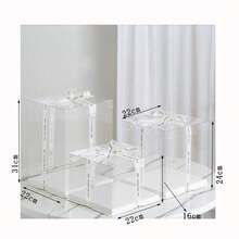 3个装高款透明蛋糕盒，带丝带 - PET材质透明方形蛋糕盒，翻盖式封口，一次性使用，可冷冻，适用于生日、婚礼、甜点展示 - 白色 - 查看 2