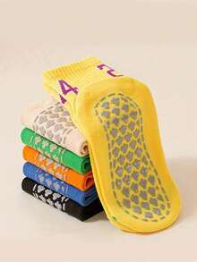 6 Pairs Kids Boys' Number Pattern Anti-Slip Soft Comfortable Socks - Multicolor - View 2