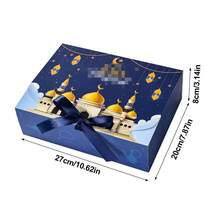 1pc Middle Eastern Holiday Candy Gift Box, Ramadan Foldable Paper Box With Bow, Quality Empty Box, Eid Supplies - Multicolor - View 6
