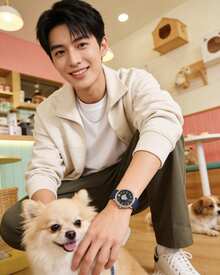 Versace Men's Business Chic Quartz Watch with Leather Strap Vertical Stripe Dial - 藍色 - 查看 7