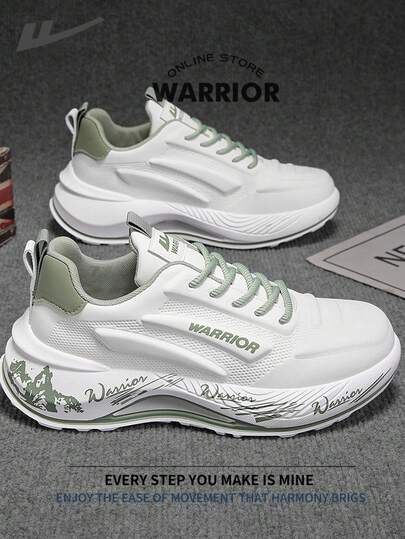 WARRIOR 勇士舒适街头风厚底男鞋，春秋季舒适跑步鞋，简约休闲时尚运动鞋，四季皆宜，耐磨耐穿，适合全天穿着的训练鞋