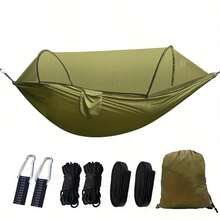 3-In-1 Double Camping Hammock With Mosquito Net & Sunshade, Durable And Portable, Suitable For Hiking, Patio Adventure, Garden Relaxation - Durable And Lightweight Design, Suitable For Camping, Backpacking, Wilderness Travel, Hiking, And Parks, Includes Straps, Carabiners, And Premium Carrying Bag - Suitable For Backyards, Patios, And Camping - Easy To Assemble, Heavy-Duty Nylon Fabric, Easy To Install, Compatible With Sturdy Frames, Camping Equipment, And Accessories. - 彩色 - 查看 11