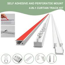 4-In-1 Self-Adhesive + Punch Hole Dual Fixing Curtain Track System - Ceiling/Wall Mountable, Freely Combinable, Easy Installation, Suitable For Bathroom, Windows, Room Dividers, Cabinets And More Scenarios - Adhesive and Drillable Installation Model - View 6