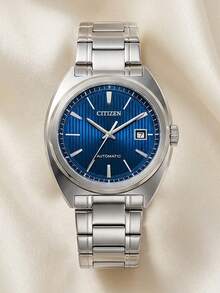 CITIZEN Men's Automatic Mechanical Wristwatch, Stainless Steel Case, Sapphire Crystal Dial, Water Resistant With Calendar Function, Fashionable Men's Watch Suitable For Daily Business And Other Occasions