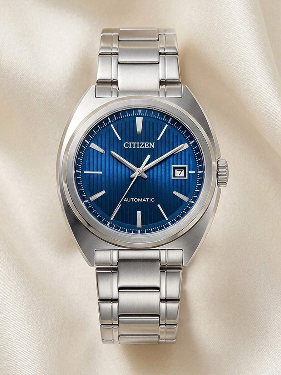 CITIZEN Men's Automatic Mechanical Wristwatch, Stainless Steel Case, Sapphire Crystal Dial, Water Resistant With Calendar Function, Fashionable Men's Watch Suitable For Daily Business And Other Occasions