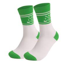 1双男士吸湿排汗高尔夫中筒袜，适合运动、休闲穿着和节日送礼 - 綠色 - 查看 3