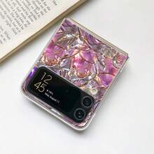 Flower Pink Purple Rose Floral Pattern Transparent Phone Case Compatible With Samsung Z /Flip6/Flip5/Flip4/Flip3 Featuring A Clear Cover - Multicolor - View 6
