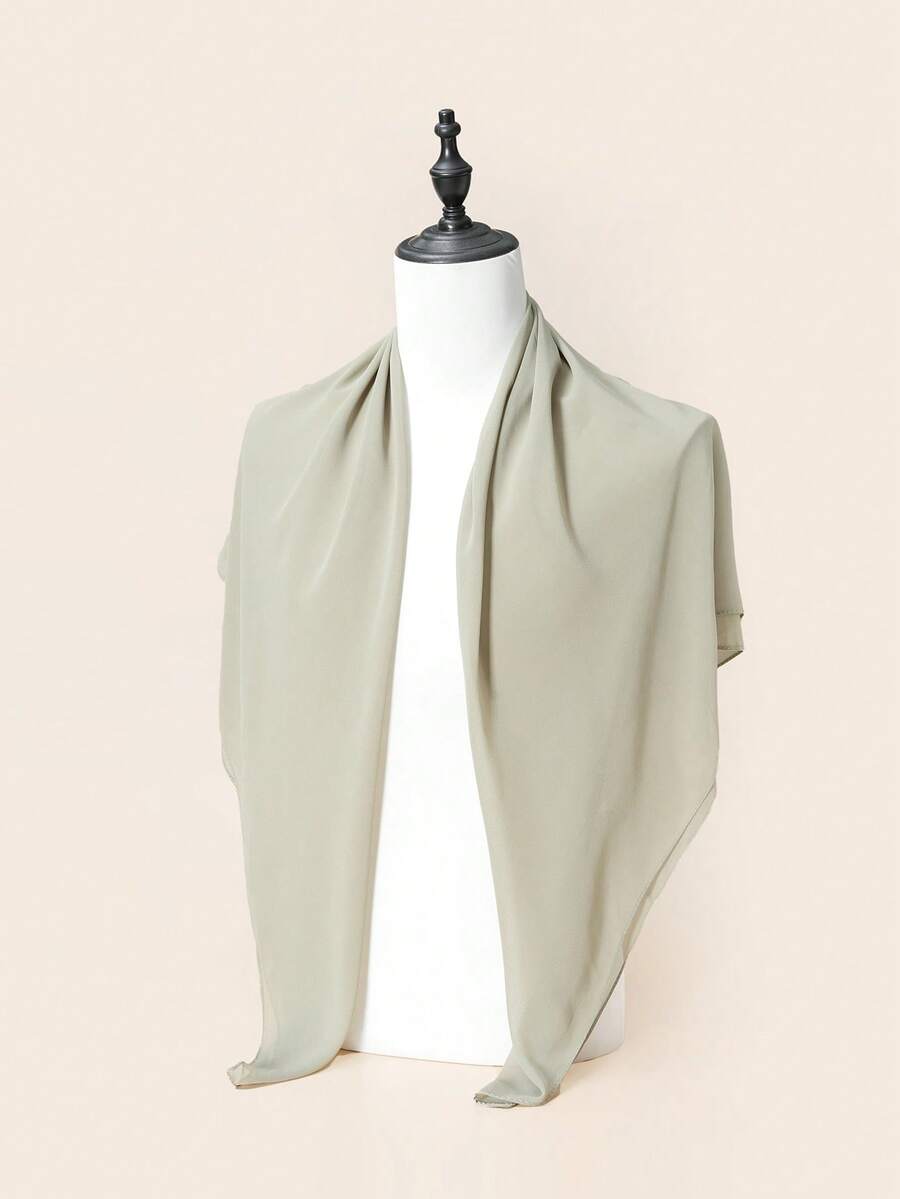 1 chiếc khăn choàng vuông bằng vải chiffon màu trơn dành cho nữ, kiểu dáng giản dị, phù hợp sử dụng hàng ngày, kích thước 110*110cm, thích hợp đi biển, đi nghỉ mát. - màu xanh lá - Xem 1