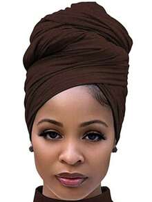 Women's Solid-Colored Turban Hat - Multi-Functional Fashionable Brimless Headwear For Outdoor Casual Wear With Dust-Proof Design, Thermal Insulation, And Convertible Scarf-Wrap Capability Sleep Bonnet - Màu nâu cà phê - Xem 10
