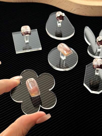 1pc Acrylic Nail Art Practice Display Stand, Transparent Fake Nail Practice Holder, Non-Magnetic Single Nail Tip