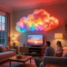 1PC DIY Thundercloud LED Light, Led Wall Lamp, LED Light Strip, LED Cloud Light With Music Rhythm, LED Light String, USB-Powered Wall-Mounted Giant Cloud Lamp, DIY Thundercloud Night Light, Vibrant Mood Night Light, Decorative Lighting, Bedroom LED Light, Ideal Festive Decor For Offices, Bedrooms, Hotels, Parties, And Restaurants - 多色款 - 查看 2