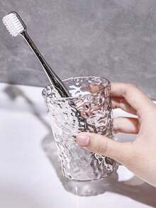2 piezas Taza de enjuague bucal transparente con textura de glaciar, atractiva para parejas, para cepillado de dientes, de vuelta a la escuela - multicolor - Ver 10