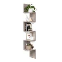 VASAGLE Corner Shelf, Bookcase, 5-Tier Floating Wall Shelf With Zigzag Design, Bookcase For Books, Greige MLBC072M01 - Khaki - View 8