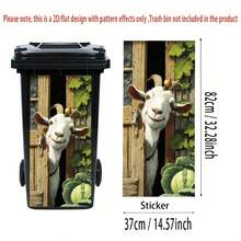 1-Piece Self-Adhesive Large Goat Peeking Through Doors And Windows Sticker - Cute PVC Sticker, Onion Hair Goat With Cabbage Leaf Design (14.57"X32.28"/37x82cm), Suitable For Trash Cans, Walls, Rooms, Farmhouse Decoration - Removable Goat - Style 1 - View 7