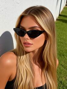 1pc Summer Soft Color Plastic Oversized Geometric Frame Fashionable Sunglasses For Women, Suitable For Vacation, Carnival, Street Photography, Outdoor And Other Occasions - 1pc 黑框灰片8 - 查看 3