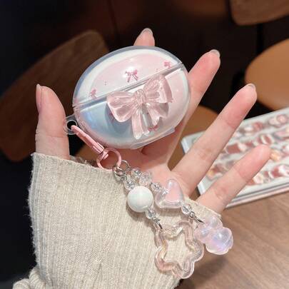 Gradient 3D Bow Knot + Pendant Suitable For HUAWEI FreeBuds 5i/6i/7i Bluetooth Earphone Case Protective Cover, SE2/SE3 Earphone Case, Minimalist Transparent For FreeBuds Pro 3/Pro 4/FreeBuds SE 4