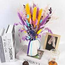 新娘捧花，干花，天然蒲苇，兔尾草，满天星，尤加利，波西米亚风室内花艺摆设，秋季家居农舍感恩节餐桌装饰，秋季婚礼装饰，春季情人节母亲节婚礼装饰 - YH024 - 查看 5