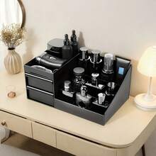 Handy Desktop Makeup Organizer With Drawers – Space-Saving Cosmetic Storage For Daily Skincare & Toiletries (Black) - 黑色 - 查看 1