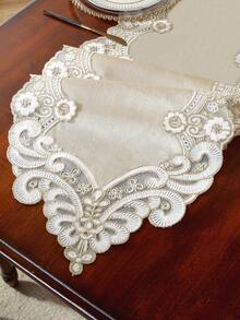 ABEST6522 Home&Living store 1 pezzo Runner da tavolo in 100% poliestere con pizzo, traforato, artistico e fresco, come regalo, decorazione per la stanza, decorazione per la casa multi-scena per uso interno & esterno, mobili da esterno. Perfetto per uso interno & esterno: soggiorni, camere da letto, patii, giardini, picnic, PC - Cachi - Visualizzare 1