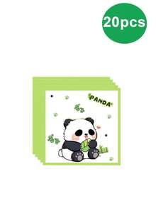 10-Piece Panda Themed Disposable Tableware Set Is Suitable For Birthday Decoration Party, Panda Paper Plate, Napkin, Paper Cup, Family Party, Friends Party, Outdoor Camping, Picnic, Party Supplies, Holiday Supplies - Multicolor - View 13