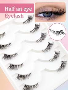 6 Pairs Natural Half-Eye Fox Eye Cat Hair 3D Fluffy Curly Elongated Invisible Transparent Stem Comfortable Lightweight Beginner Wear False Eyelashes - Half Eyelashes - View 2