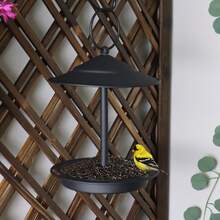1个户外金属喂鸟器，简约黑色悬挂式喂鸟器，吸引各种鸟类，美观的花园和庭院装饰，送给爱鸟人士的完美礼物 - A - 查看 1