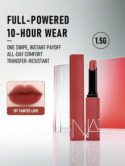  NARS Powermatte Lipstick #107 Tainted Love 1.5g / 0.05 Oz | Powerful Matte Lip Color, High Pigmentation | Lightweight & Comfortable, Long-Lasting | Non-Drying Velvet Matte Finish | Smooth Application, Vivid Color | Multiple Bold Shades Available | Ideal For Everyday Or Occasion Lip Looks