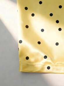 Áo sơ mi satin chấm bi Niche Design, cổ nơ, tay loe, kiểu dáng thanh lịch sang trọng ôm sát, thích hợp cho nữ công sở mùa xuân. - Màu vàng - Xem 3