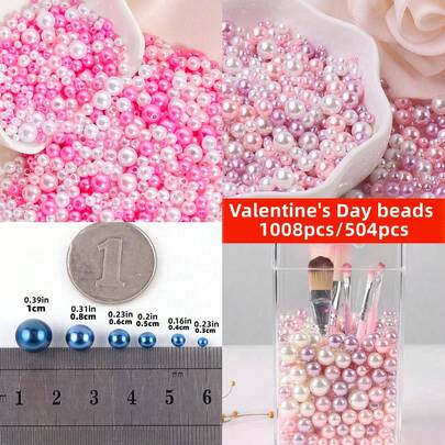 Yiwu Qiyou Accessories Co., LTD 1008/504颗 3-10毫米 粉色系列，情人节亚克力珠 圆形塑料亚克力隔珠，适用于DIY珠宝制作