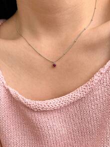 1pc S925 Sterling Silver Romantic Heart Pendant Necklace, Elegant & Sweet Charm Clavicle Chain, Precious Gift - Love - View 2