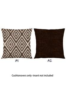 2 pezzi Federe decorative per cuscini, federe per cuscini con motivo geometrico, 100% in fibra di poliestere ipoallergenica, materiale in lino vintage, chiusura con cerniera nascosta, lavabili in lavatrice, motivo lineare minimalista e alla moda, federe per cuscini decorativi per casa, divano, soggiorno, camera da letto, senza inserto per cuscino - Marrone cioccolato fondente - Visualizzare 12