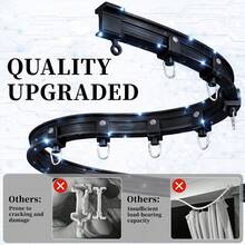1 juego de riel flexible de PVC fácil de instalar, adecuado para instalar cortinas de ducha, cortinas de ventana y cortinas decorativas. Disponible en varios estilos de rieles para cortinas de ducha, accesorios para rieles de cortinas/cortinas de ducha y barras de cortinas. Decoración del hogar y del baño, decoración de otoño, accesorios de baño, temporada de regreso a clases - Negro - Ver 5