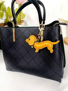 Breloc din piele ecologică cu model teckel drăguț, breloc teckel la modă, accesoriu elegant pentru breloc cu animale, breloc decorativ, breloc pentru geantă de student/cuplu, cadou de petrecere, accesoriu decor pentru rucsac, cadou ideal pentru femei - Multicolor - Vizualizare 3