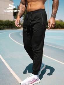 3件套男士速干透气运动裤，轻便吸湿排汗抽绳腰带慢跑裤，带拉链口袋，适合健身、跑步、休闲穿着 - 彩色 - 查看 6