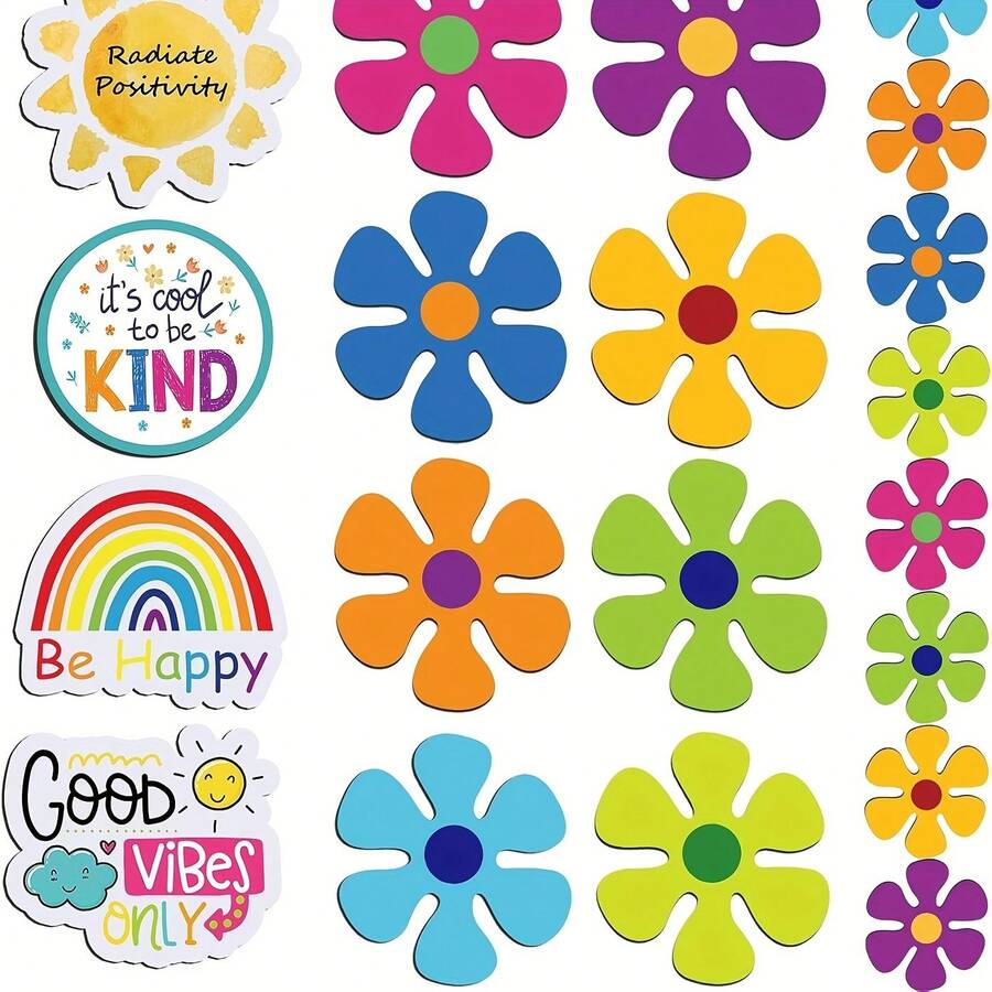 20pcs Magnetic Flower Stickers | Retro Style Cute Waterproof Hollow Magnets Suitable For Car, Home Door, Whiteboard, Refrigerator, Storage Cabinet | Decorative Magnetic Stickers, Vintage Floral Design, Rubber Material - 20Pcs - View 1