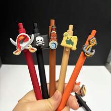 10支装海盗主题圆珠笔 - 黑色墨水，海洋主题设计，饰有骷髅头、骨头、锚和骷髅图案 - 非常适合办公、海盗主题派对礼品/用品、海洋主题、海盗派对装饰 - 套裝 - 查看 10