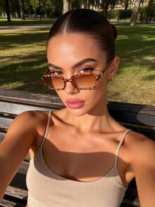1pc Women Multicolor Plastic Full Frame Geometric Small Frame Fashion Glasses For Daily Life Summer Back To School Tropical Beach Vacay Musical Festival Suitable For All Face Shapes Going Out Outfit Fashion Accessories - Nhiều màu - Xem 9
