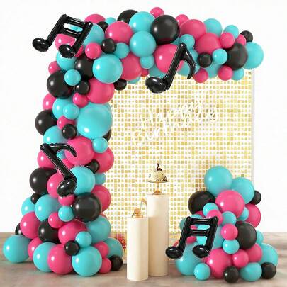 99pcs K-Pop Music Theme Balloon Arch Set, Includes Music Note Balloons, Suitable For K-Pop Music Theme Birthday Party Decoration, Birthday Party, Short Video Decoration, Karaoke Music Theme Decoration, 80s Disco Theme Birthday Party, Starry Sky Theme Dance Party, New Year Dance Party Celebration Supplies