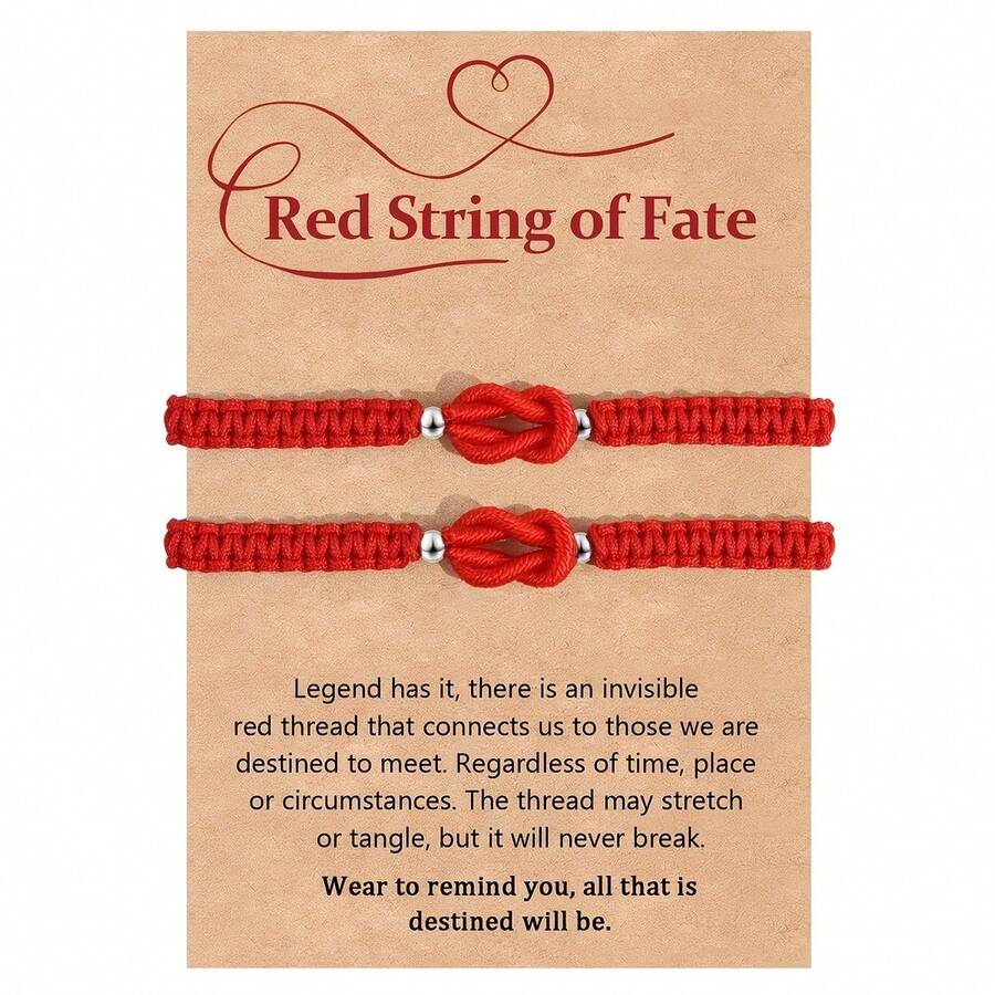 2 Hand-Knotted Love Knot Couple Bracelets Best Friend & Boyfriend Friendship Bracelet Gifts Anniversary, Birthday, Christmas, And Anniversary Gifts Perfect For Parents And Friends Graduation Season, Back-To-School Season, And Easter Blessing Bracelet - Figure-eight Knot Bracelet - View 1