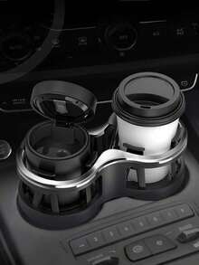 1个二合一车载杯架延长器，弹性可调节夹子，通用型，适用于轿车、卡车、SUV，可固定瓶子、马克杯、易拉罐、烟灰缸 - 雙杯架 - 查看 2