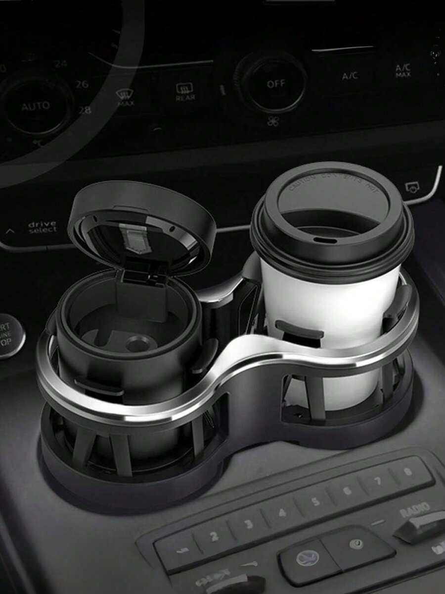 1个二合一车载杯架延长器，弹性可调节夹子，通用型，适用于轿车、卡车、SUV，可固定瓶子、马克杯、易拉罐、烟灰缸