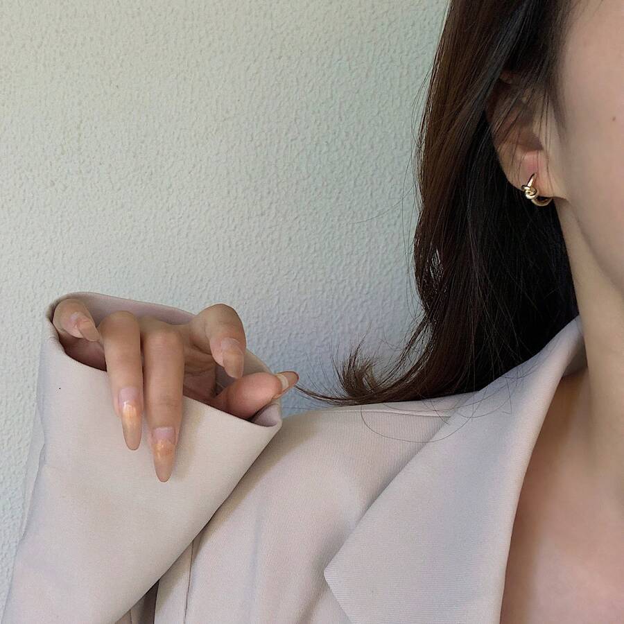 1 Pair Niche Knotted Hoop Earrings, Gold Plated - Yellow Gold - View 1