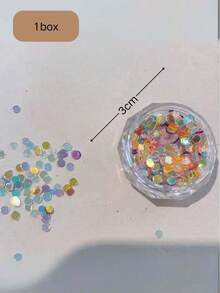 1 Box Holographic Round Sequin Nail Art Decorations, Laser Rainbow Mixed Glitter DIY Nail Stickers, Ombre Decals Nails - Multicolor - View 3