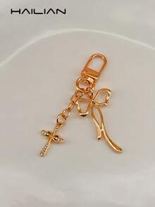 HAILIAN A Simple And Versatile Bowknot Keychain Bag Pendant Made Of Alloy Material For Women, A Small Gift To Give As A Gift To Your Best Friend - Gold - View 3