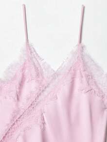 DEEKA New Fashion European Style Lace Decor Camisole Top For Women Pink Summer - Pink - View 4