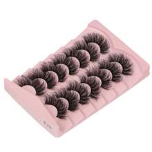 7 Pairs Full False Lashes, Russian Strip Lashes, D Curl Faux Mink, Cat Eye Look Strip Lashes, Eyelashes Natural Full False Eyelashes, Volumized Eyelash Extension, Travel Essentials Makeup Tools Strip Lashes, Lashes, Eyelashes, Fake Lashes - Black - View 3
